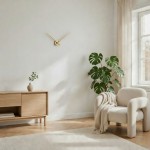 Wanduhr med nur mit Zeigern Hands Mini Gold