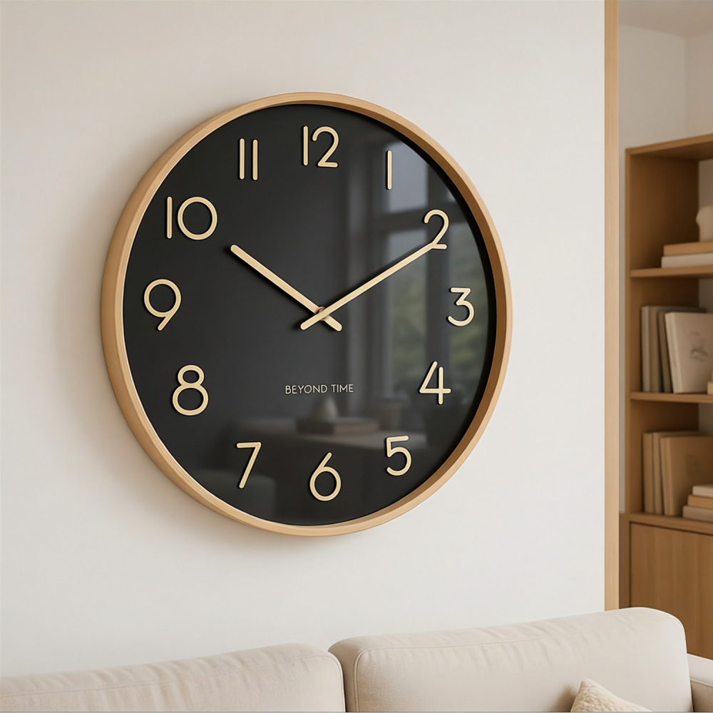 Wanduhr - Beyond Time Madera Grande Helles Holz Schwarz