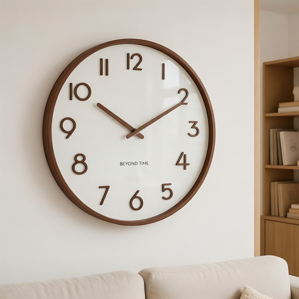 Wanduhr - Beyond Time Madera Grande Dunkles Holz Weiß