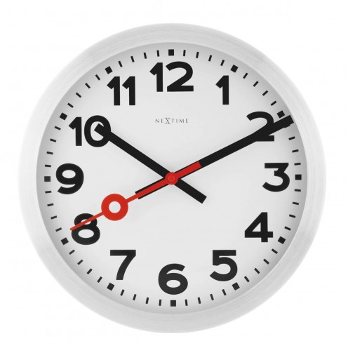 Wanduhr - NeXtime Station Number Silber/Weiß