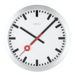 Wanduhr - NeXtime Station Stripe Silber/Weiß