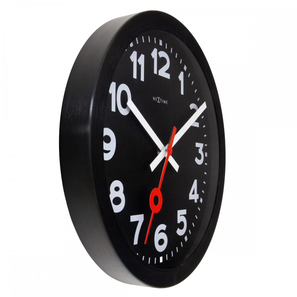 Wanduhr - NeXtime Station Number Schwarz