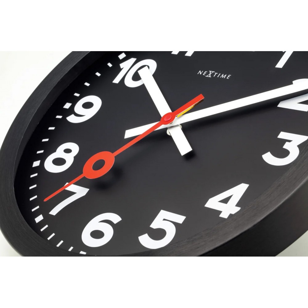 Wanduhr - NeXtime Station Number Schwarz