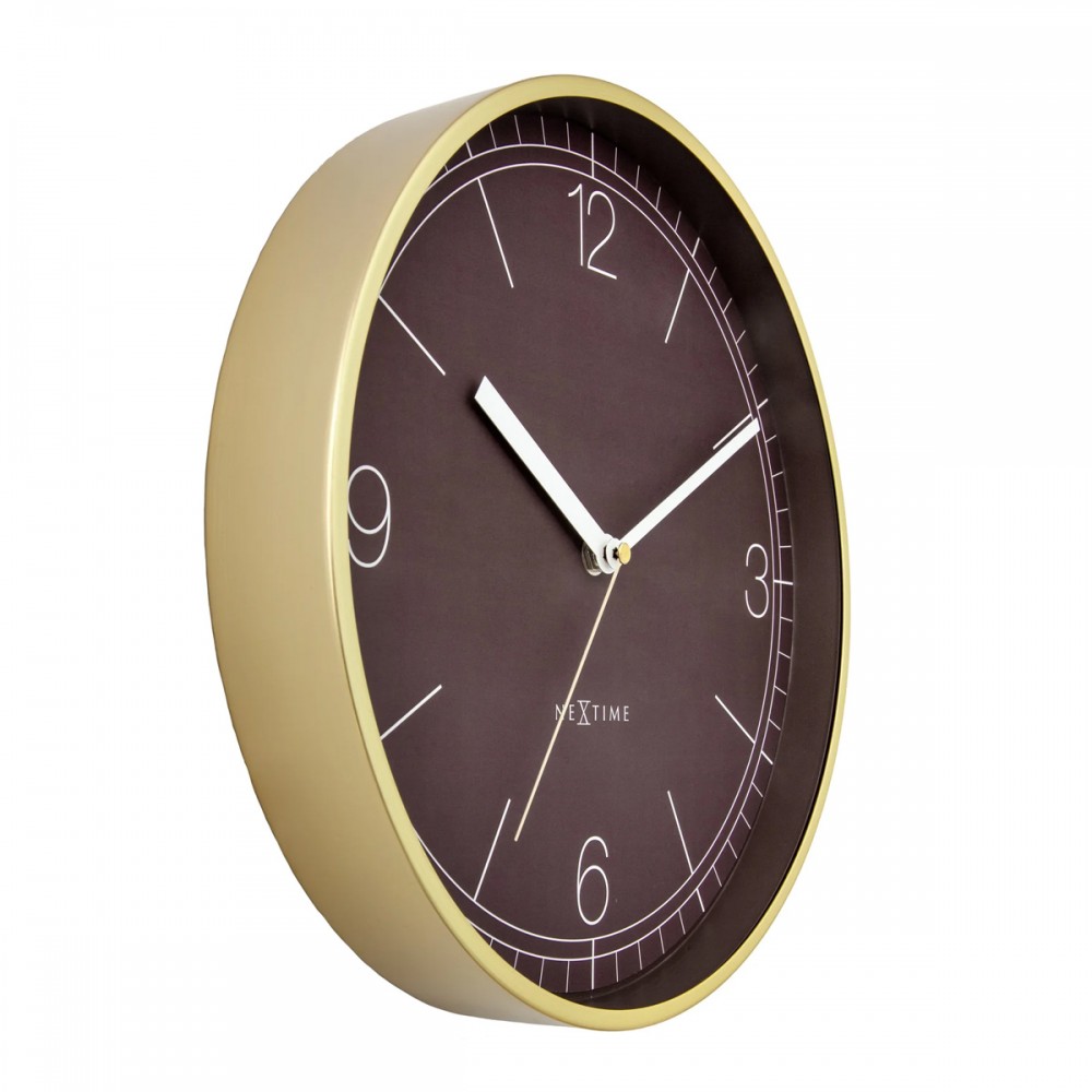 Wanduhr - NeXtime Nova Gold/Braun